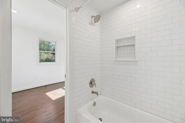 a bathroom with a bathtub