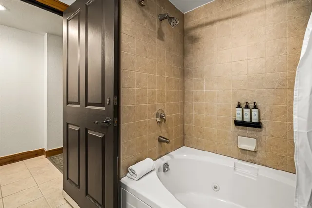 a bathroom with a bathtub