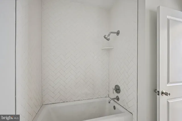 a bathroom with a bathtub