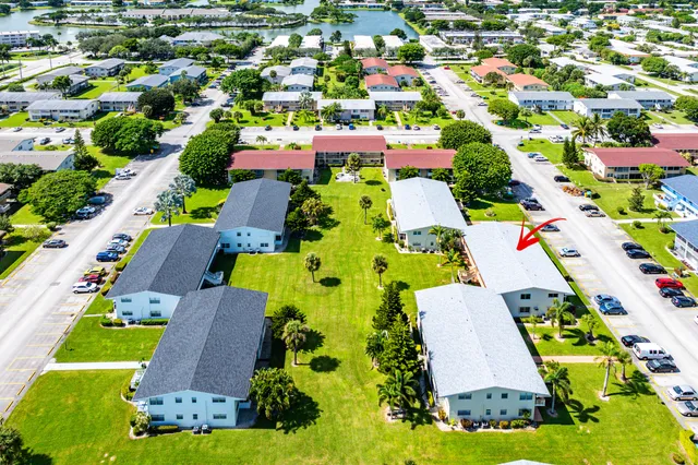 a view of a lake with a city