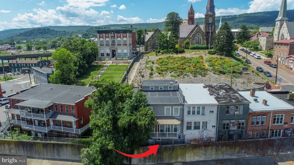 a view of a building with a street