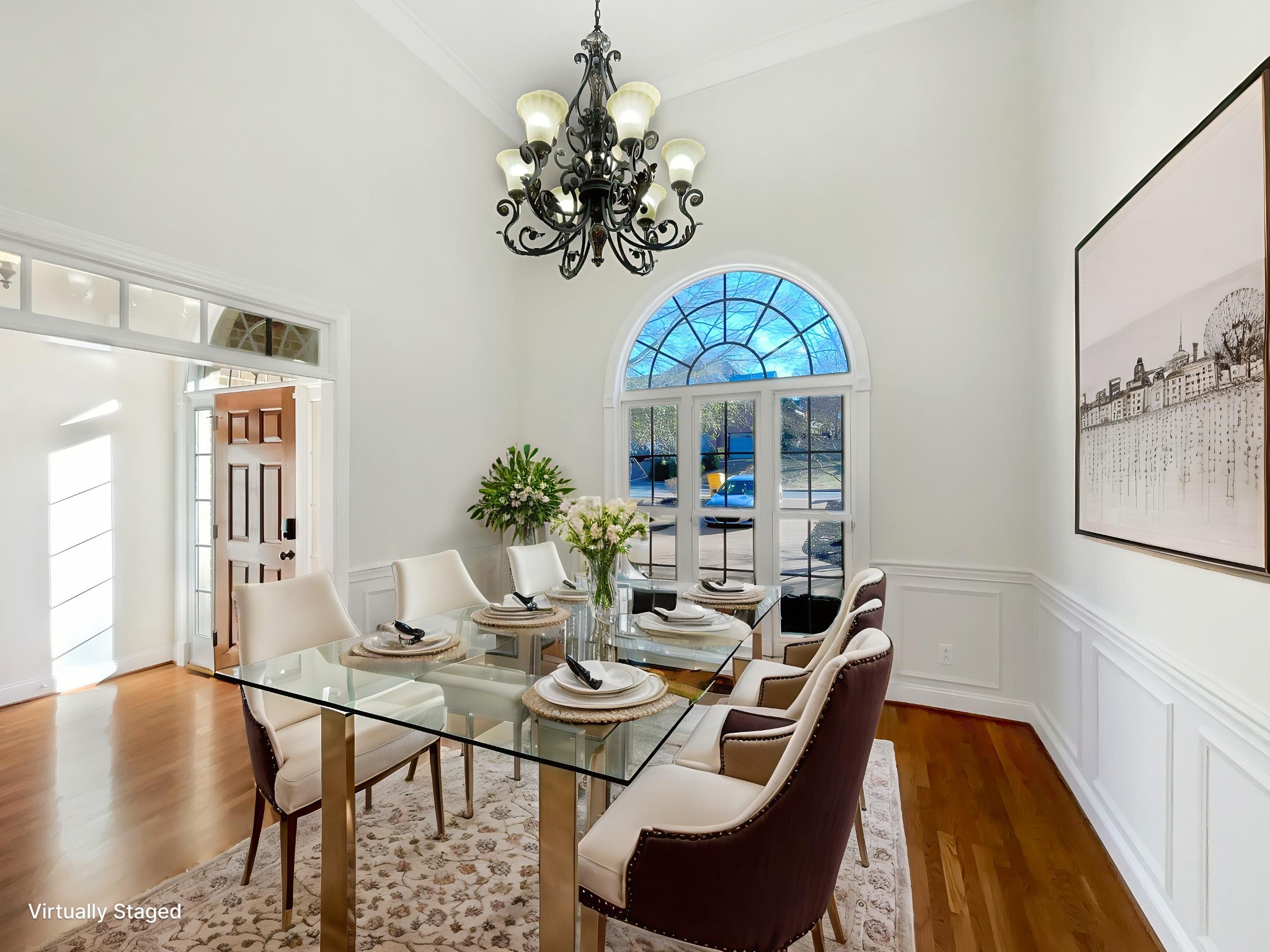7302 Kempton Court Fairview, TN 37062 - Photo 10 of 28 a view of a dining room with furniture a chandelier and wooden floor