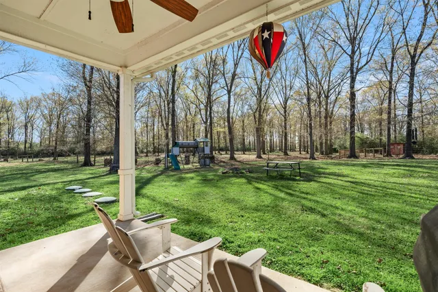 a view of backyard with green space