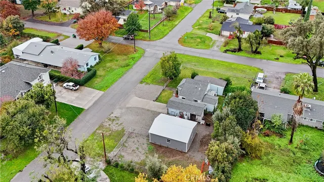 an aerial view of a house
