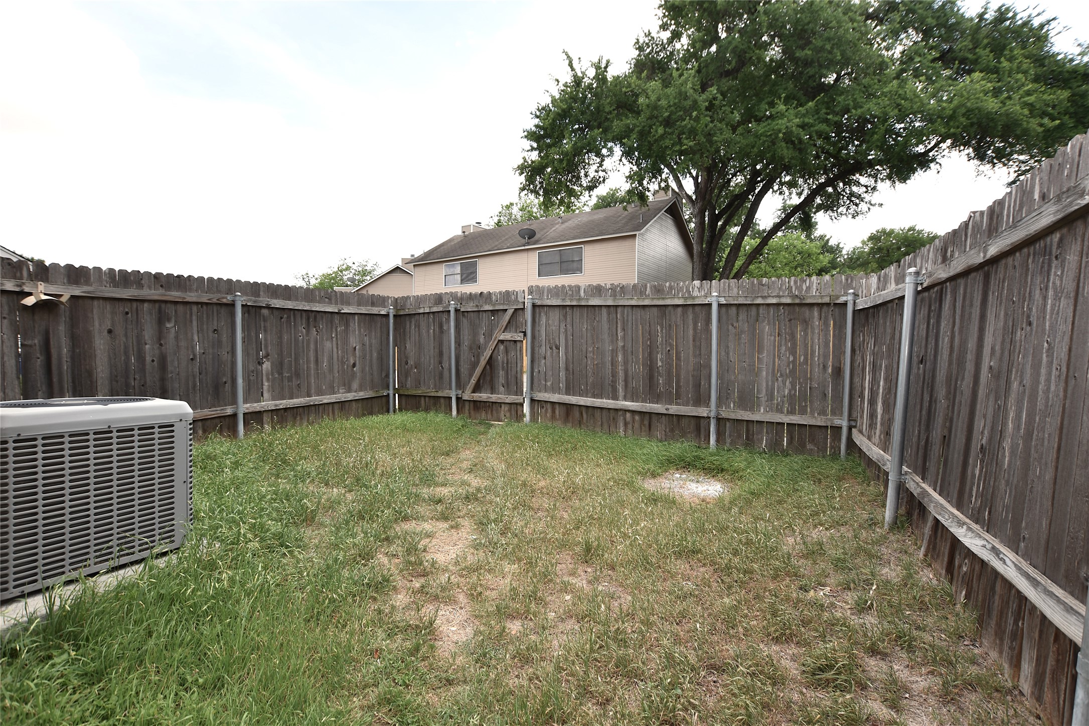 2801 West Slaughter Lane, Unit A Austin, TX 78748 - Photo 14 of 15 a view of a backyard with a large tree and wooden fence