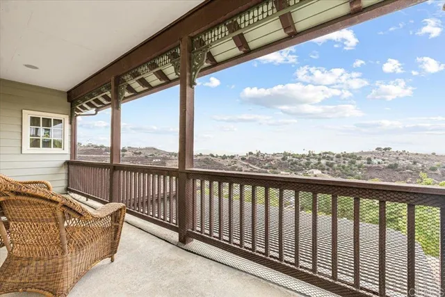 a balcony with street view