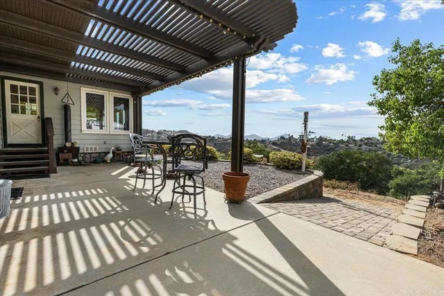 a outdoor view with a sitting space