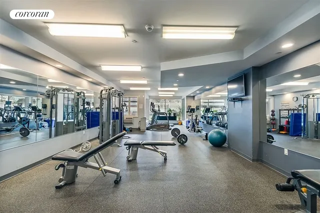 a view of a room with gym equipment