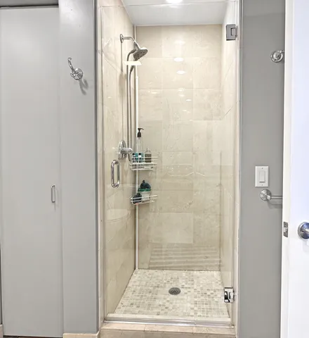 a view of a bathtub in a bathroom