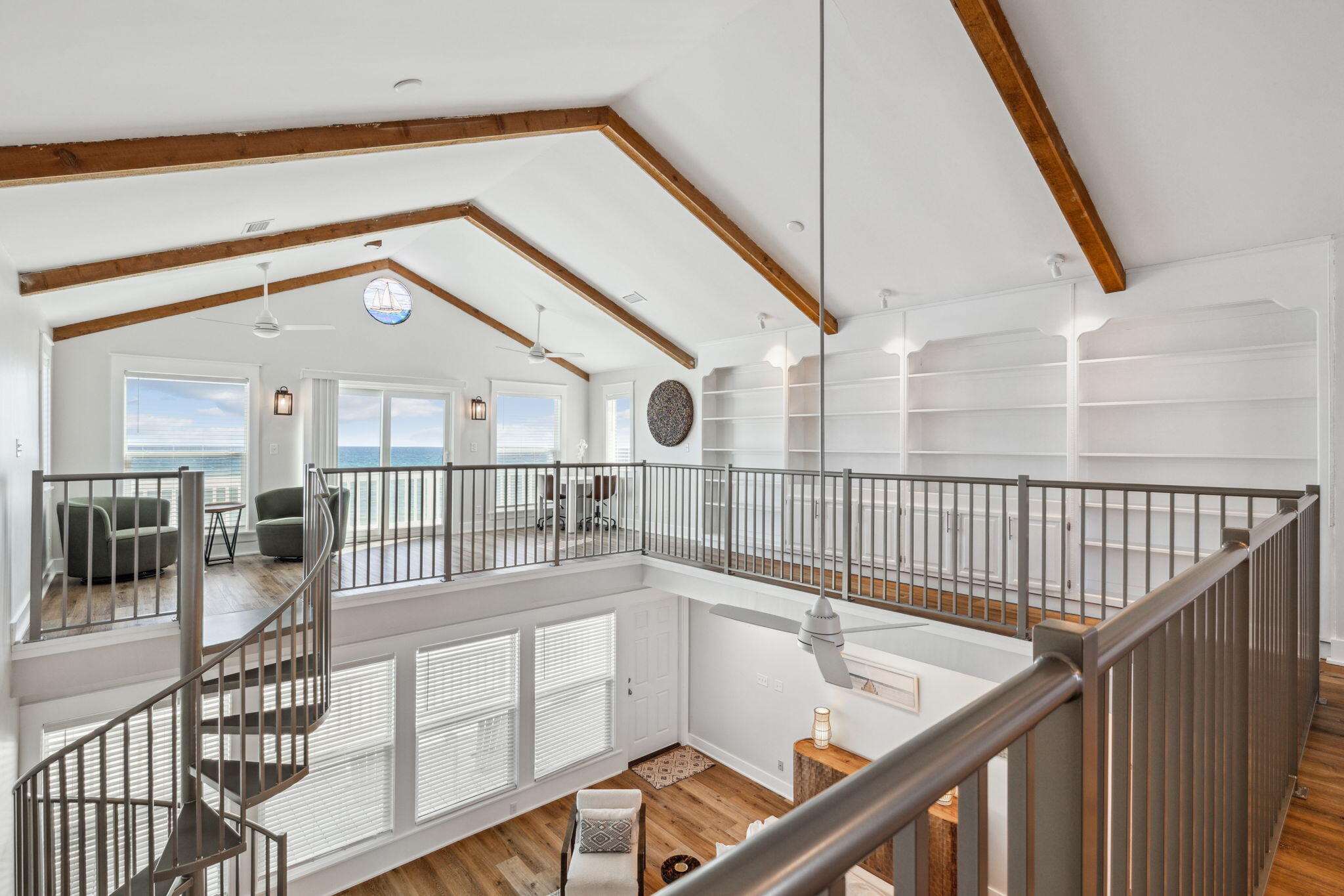 103 Fort Panic Road Santa Rosa Beach, FL 32459 - Photo 23 of 60 a view of staircase with a large window and wooden floor