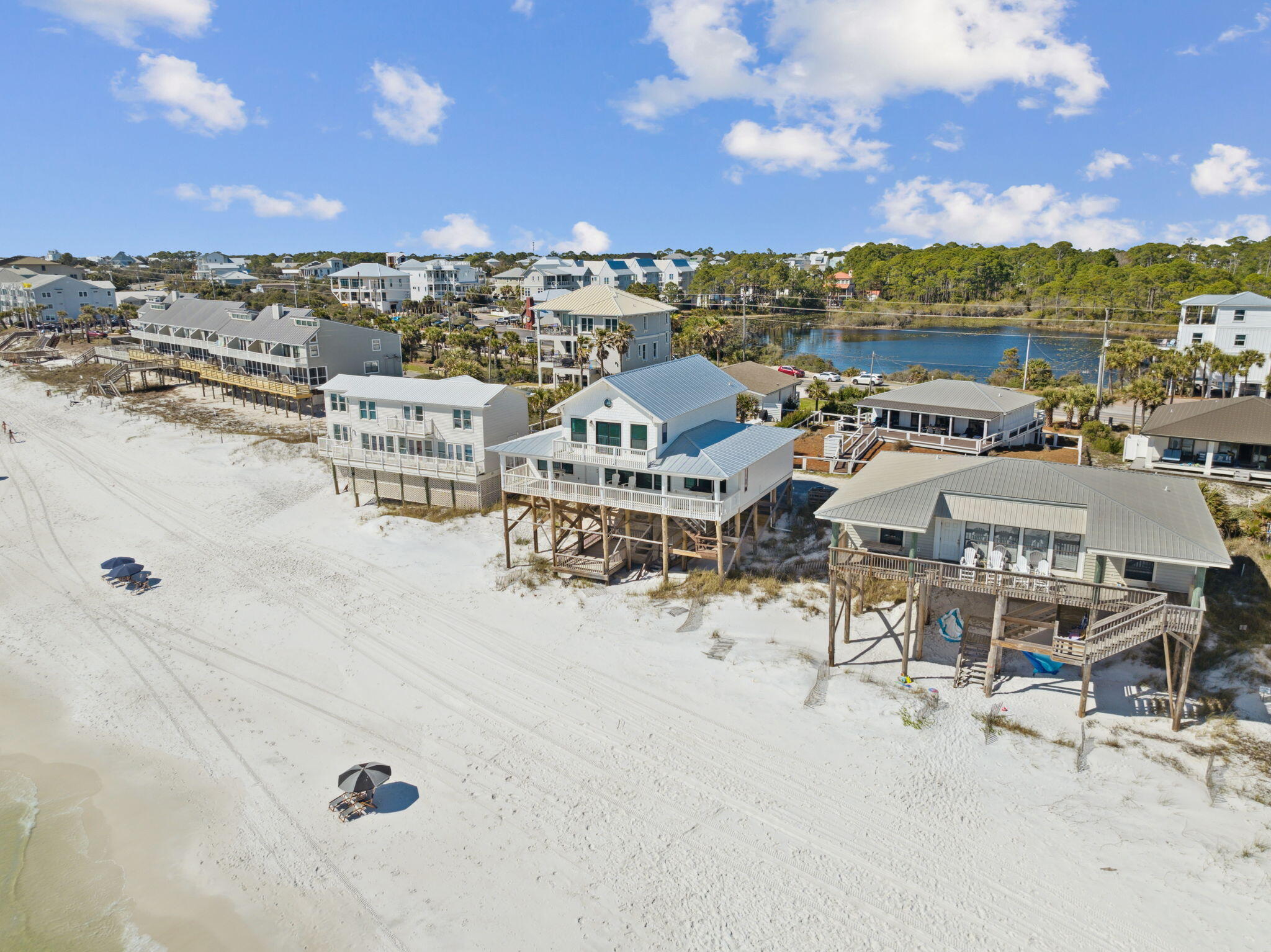 103 Fort Panic Road Santa Rosa Beach, FL 32459 - Photo 37 of 60 an aerial view of residential houses with outdoor space and ocean view