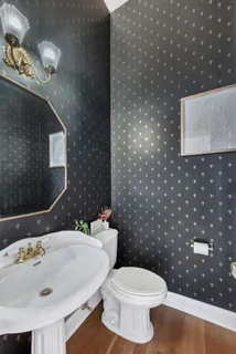 a view of a hallway with a chandelier