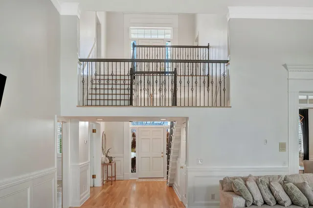 a view of a livingroom with furniture and a fireplace
