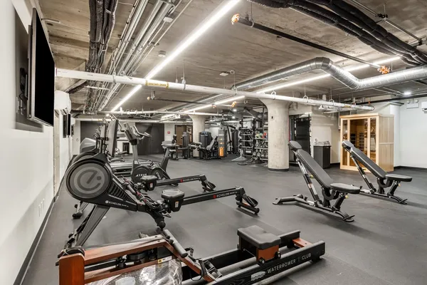 a view of a room with gym equipment