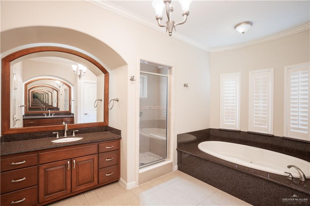 2013 Sabinal Street Mission, TX 78572 - Photo 25 of 33 a spacious bathroom with a granite countertop sink a mirror and a bathtub