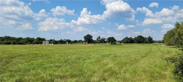 a view of grassy field and trees