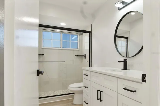 a bathroom with a toilet a sink and a mirror