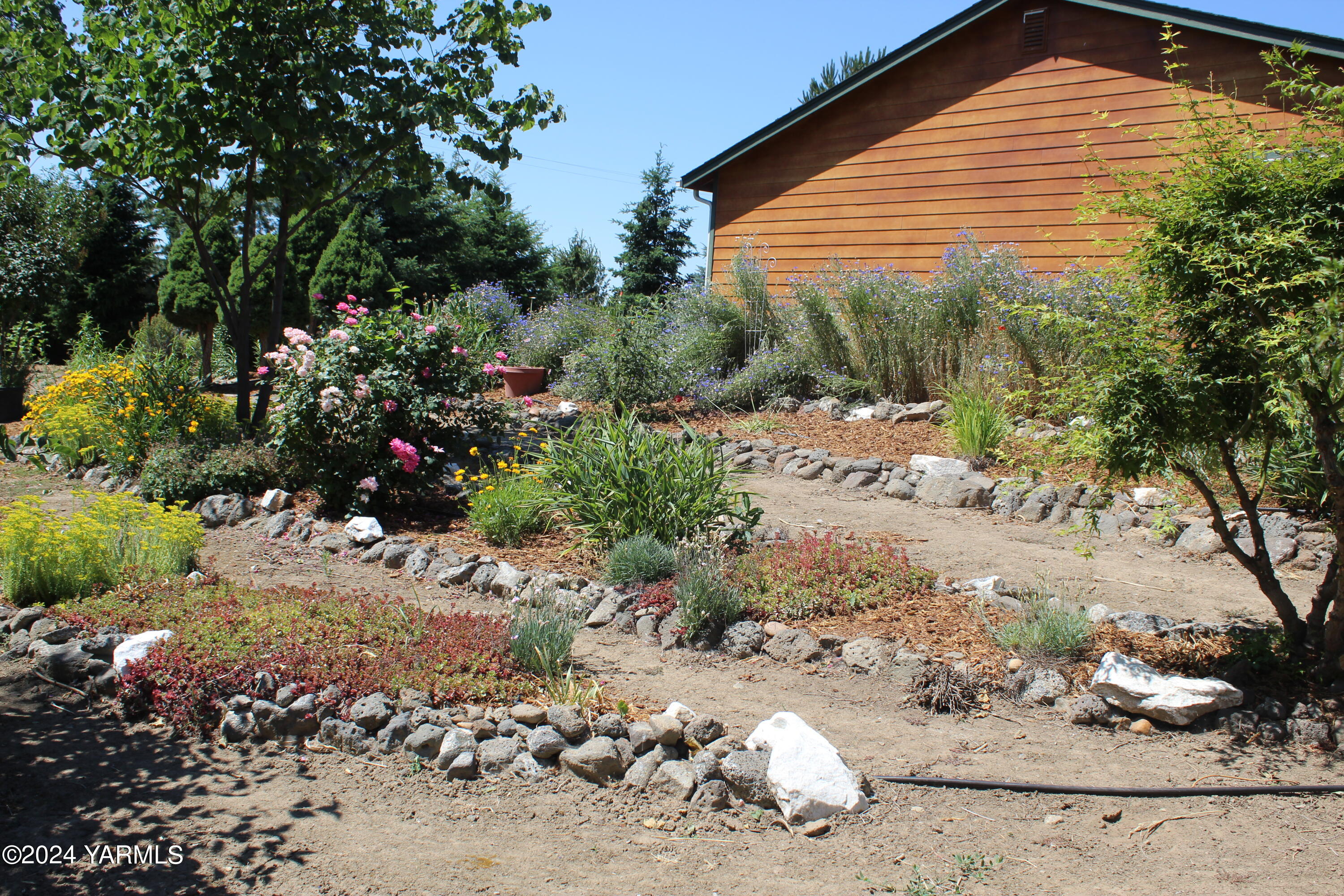 12933 Missimer Road Prosser, WA 99350 - Photo 26 of 39 a view of a backyard with plants and large trees