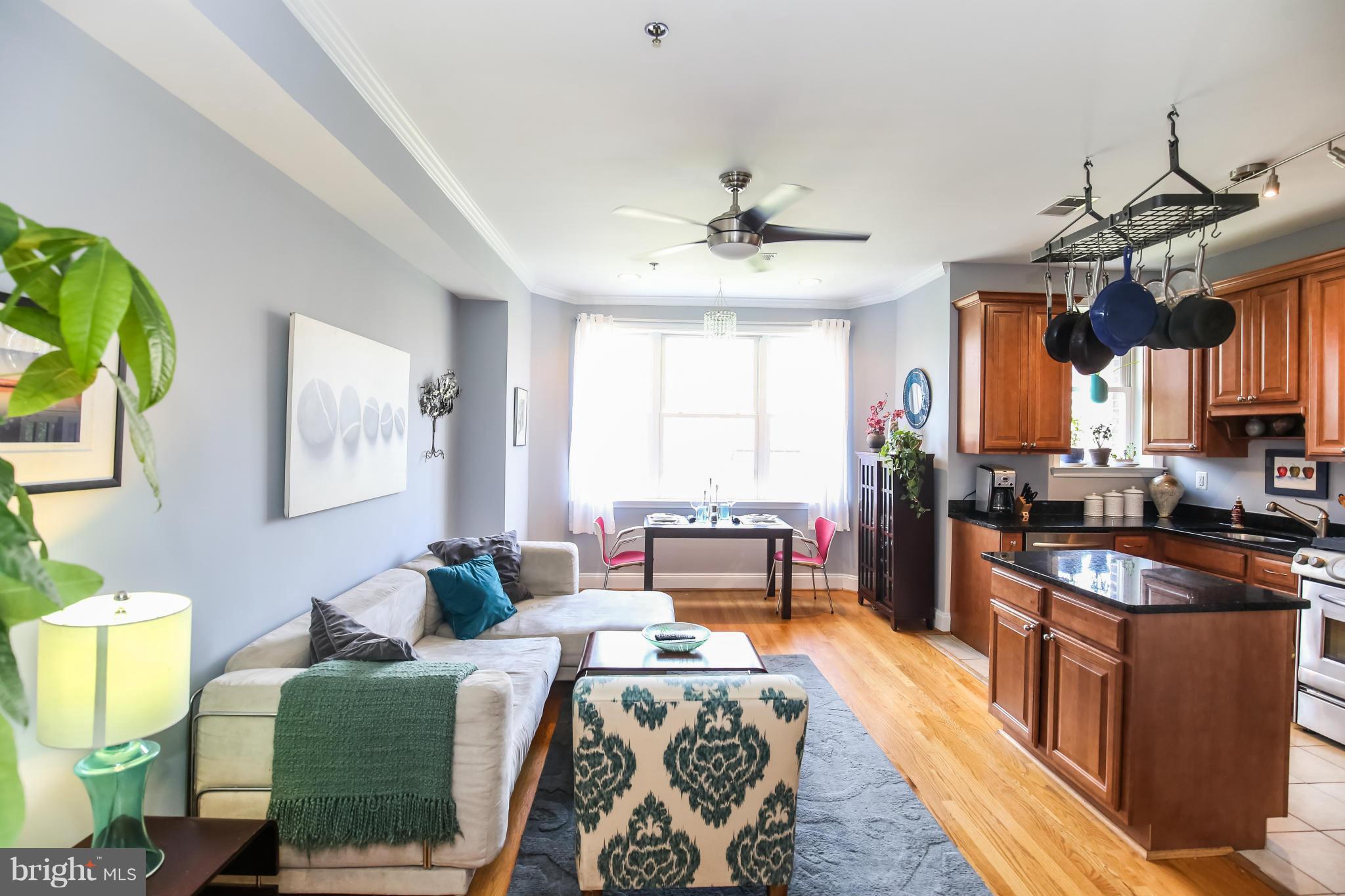 1438 Columbia Road Northwest, Unit 402 Washington, DC 20009 - Photo 4 of 12 a living room with furniture flat screen tv and outdoor view