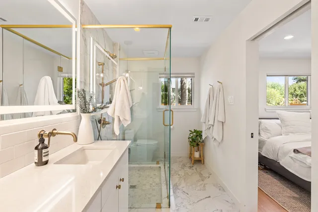 a view of a lake with houses