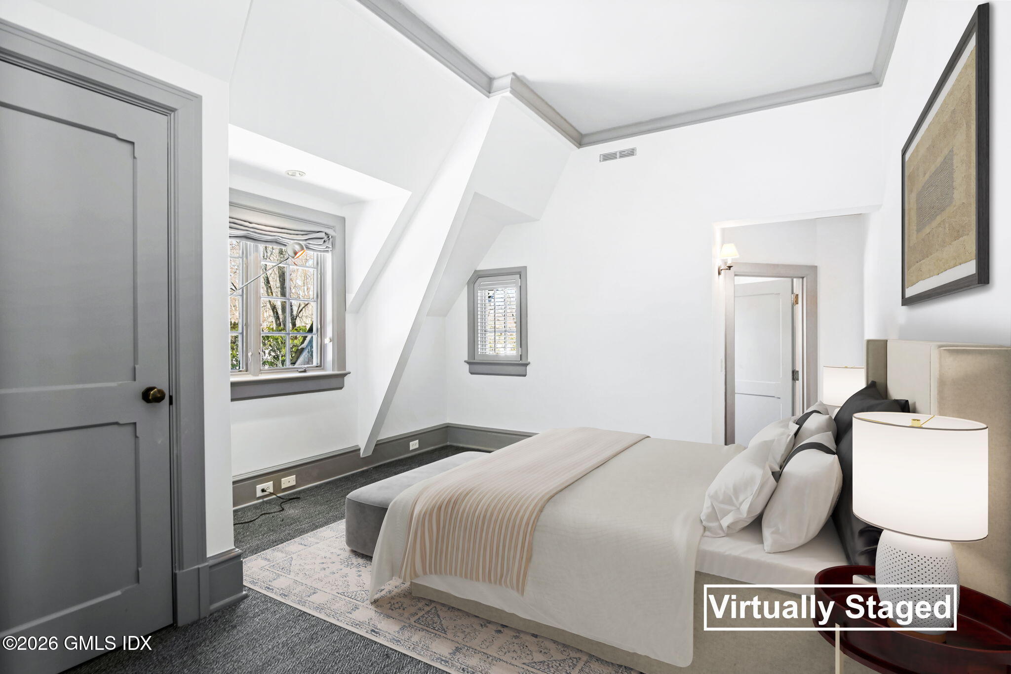 164 Round Hill Road Greenwich, CT 06831 - Photo 36 of 67 a bedroom with a bed and wooden floor