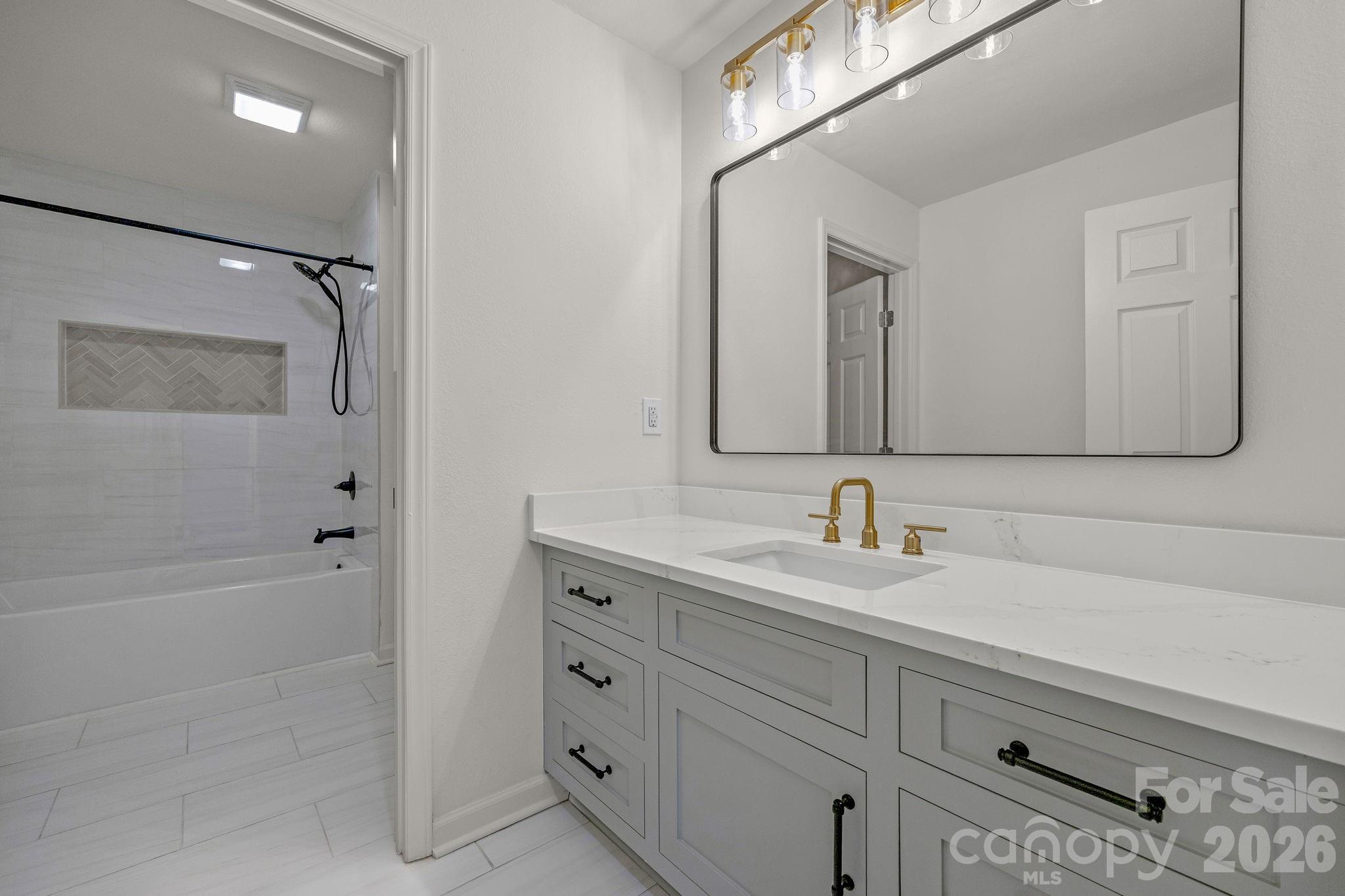 1 Sweetbriar Court Greer, SC 29650 - Photo 24 of 48 a bathroom with a bathtub a sink a vanity and a mirror