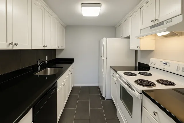 a kitchen with a sink a stove and refrigerator