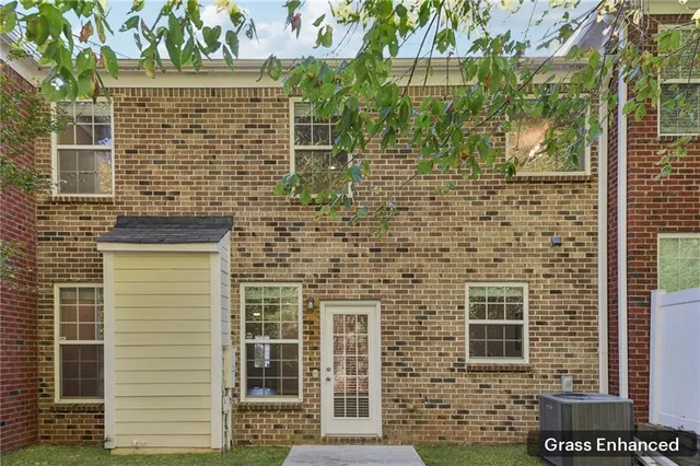 a brick building with a door