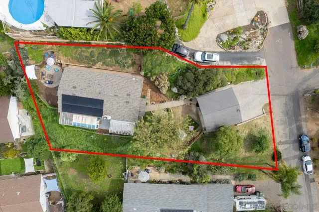 an aerial view of a house