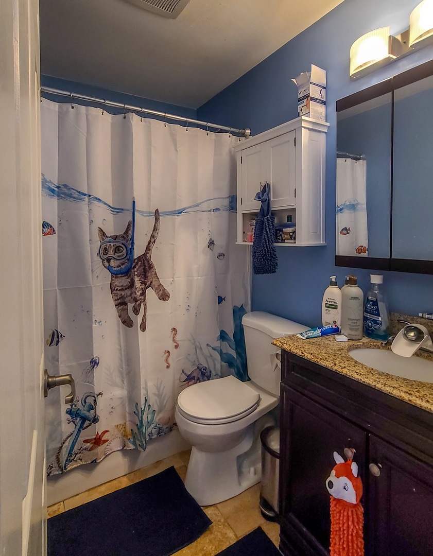 625 West Briarcliff Road Bolingbrook, IL 60440 - Photo 8 of 15 a bathroom with a granite countertop sink toilet and a mirror