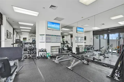 a room with gym equipment
