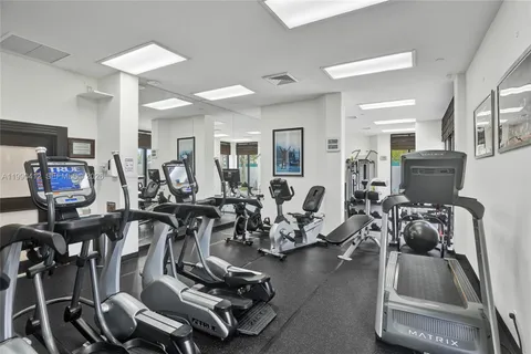 a view of a room with gym equipment