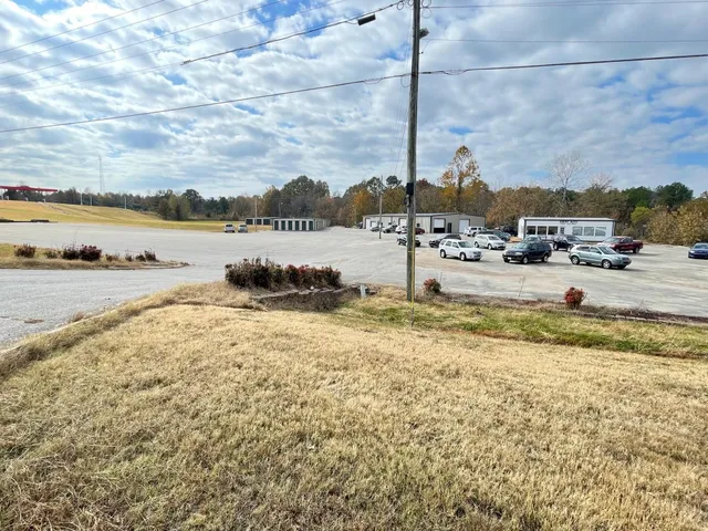 a view of a lake with a beach