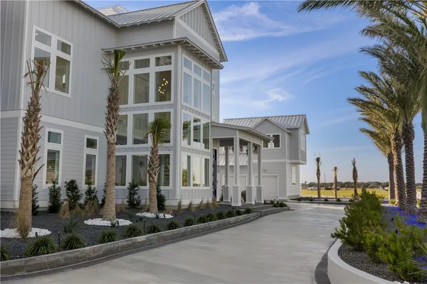 a front view of a building with street view