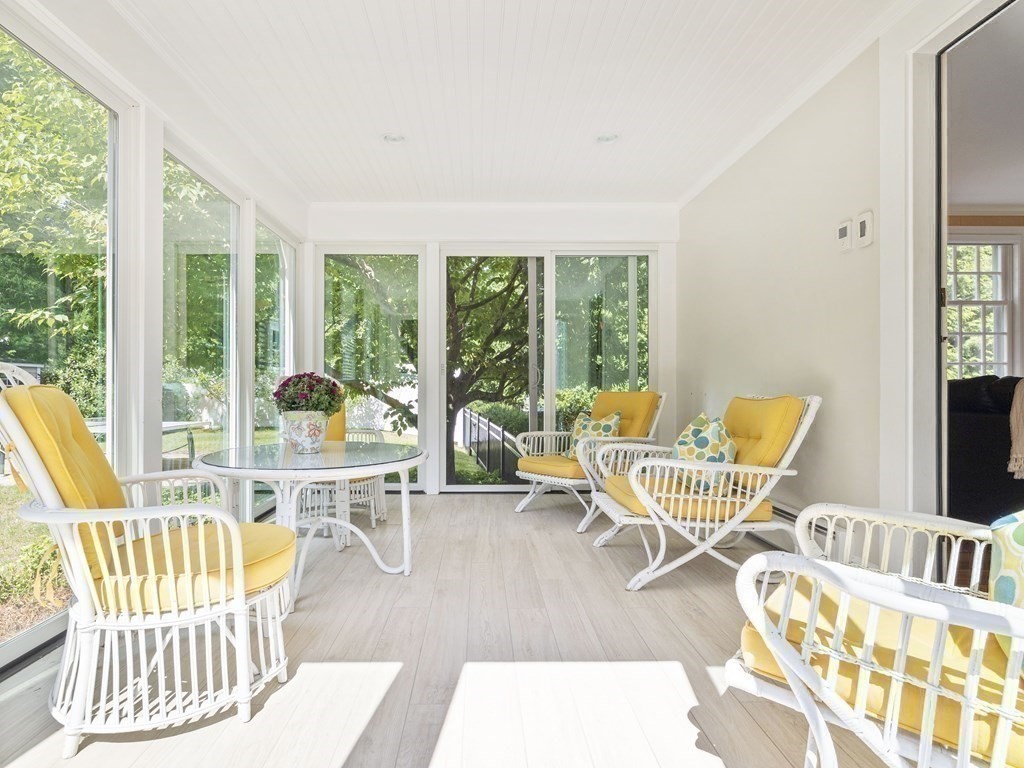 45 Cartwright Road Wellesley, MA 02482 - Photo 20 of 26 a living room with a floor to ceiling windows and wooden floor