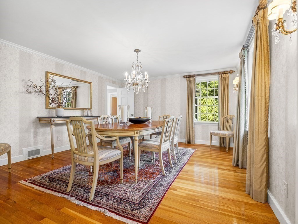 45 Cartwright Road Wellesley, MA 02482 - Photo 7 of 26 a view of a dining room with furniture a rug and wooden floor