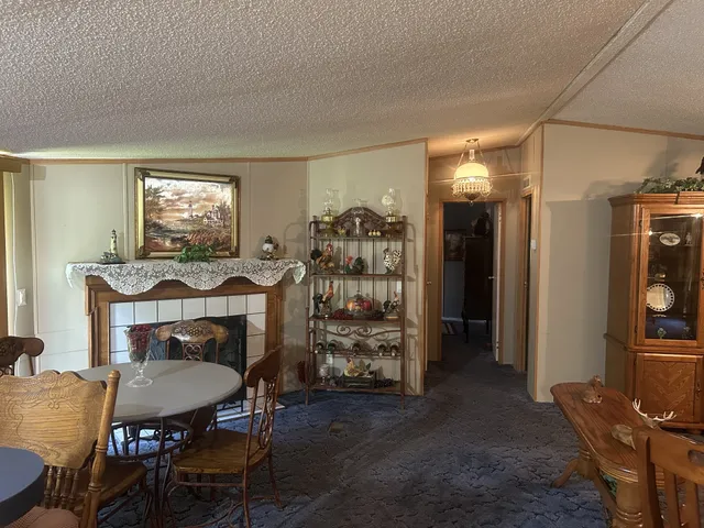 a view of a livingroom with furniture and a window