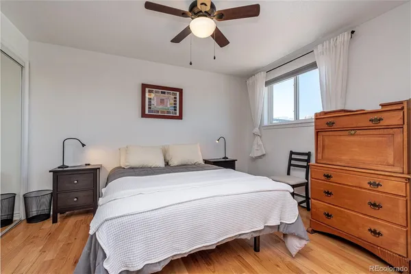 a bedroom with a bed and a tv on the dresser