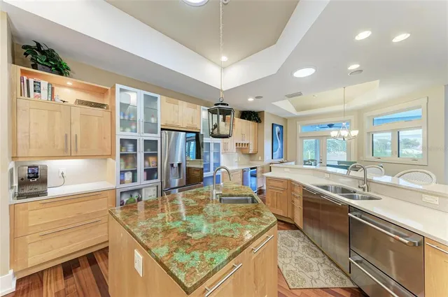 a view of balcony with wooden floor