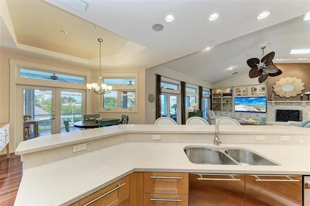 a view of a balcony with wooden fence