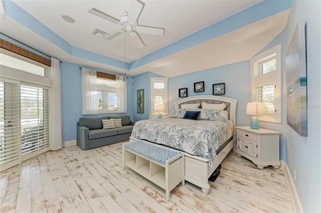 a view of a balcony with wooden fence
