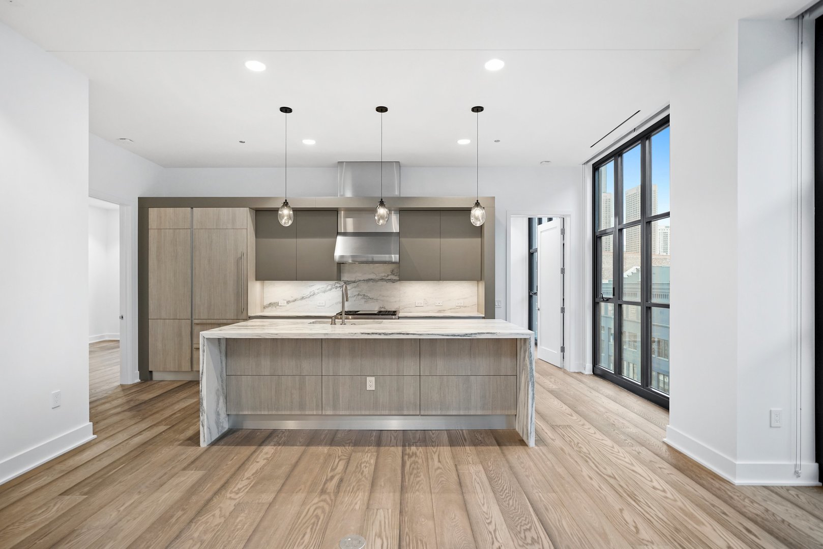 900 West Washington Boulevard, Unit 504 Chicago, IL 60607 - Photo 7 of 28 a view of kitchen with granite countertop window and wooden floor