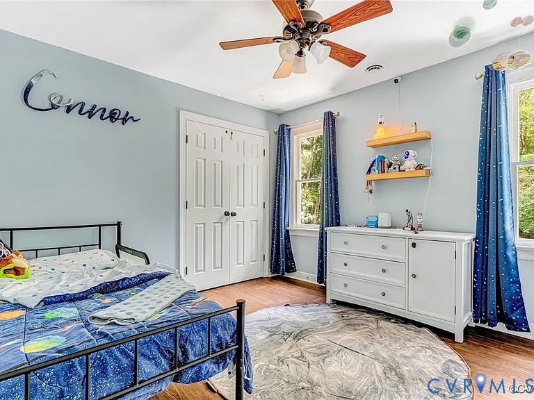 13904 Sunrise Bluff Road Midlothian, VA 23112 - Photo 30 of 45 Bedroom with light wood-style flooring, a ceiling