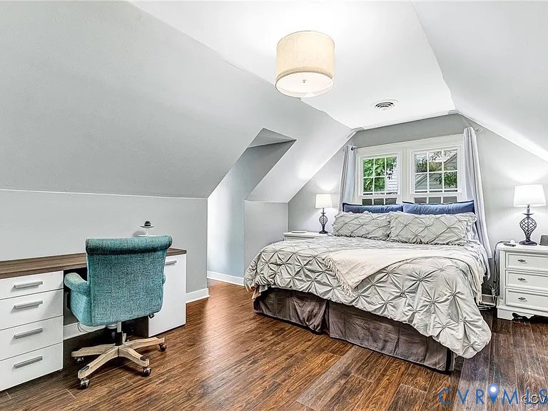 13904 Sunrise Bluff Road Midlothian, VA 23112 - Photo 32 of 45 Bedroom with vaulted ceiling, dark wood-style floo