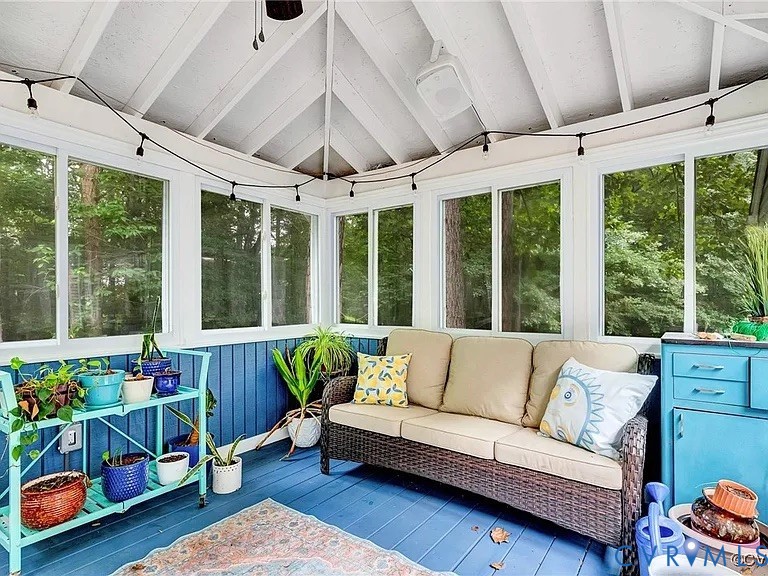 13904 Sunrise Bluff Road Midlothian, VA 23112 - Photo 36 of 45 Sunroom with a deck, lofted ceiling, healthy amoun