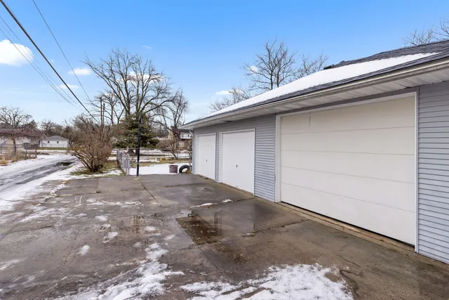 a view of a garage with furniture