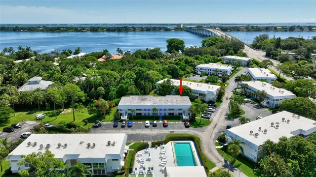 an aerial view of a house with a garden
