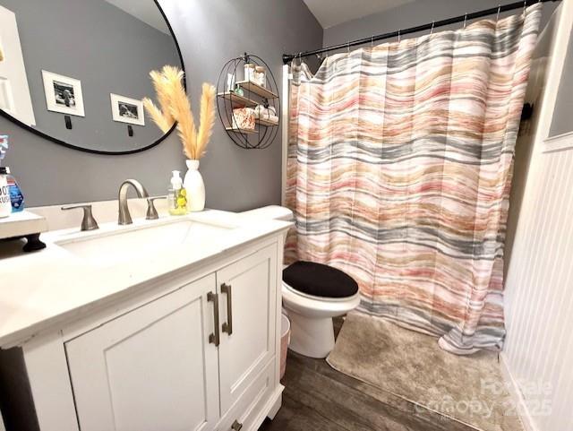 114 Yates Street Dallas, NC 28034 - Photo 30 of 41 a bathroom with a toilet sink and mirror