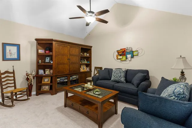 a living room with furniture