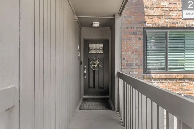 a view of a balcony from a window